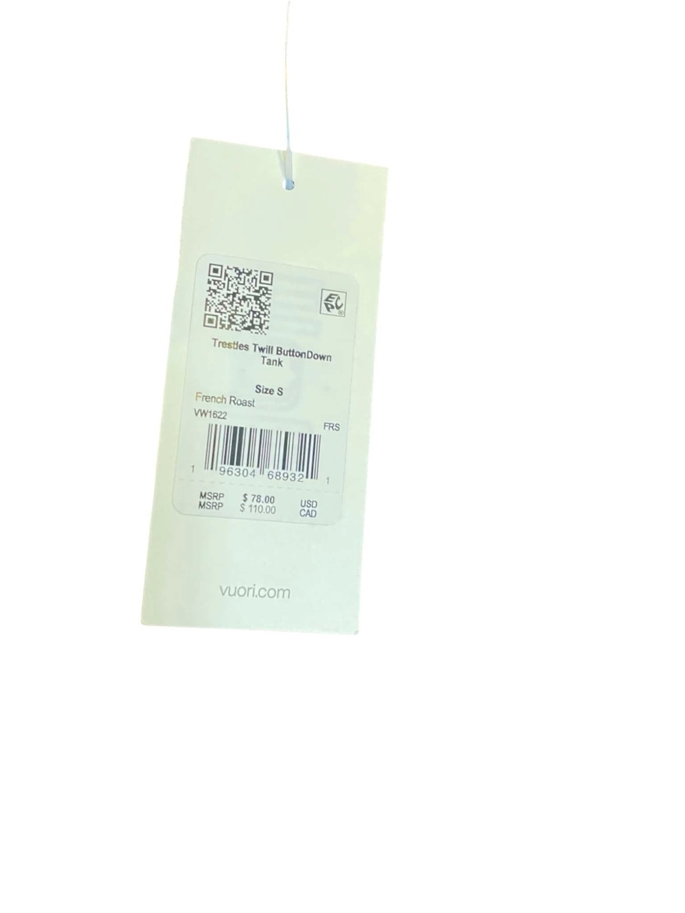 NWT Vuori Set Trestles Twill Wideleg/Button Down Tank FRENCH ROAST Size Small - Picture 6 of 6